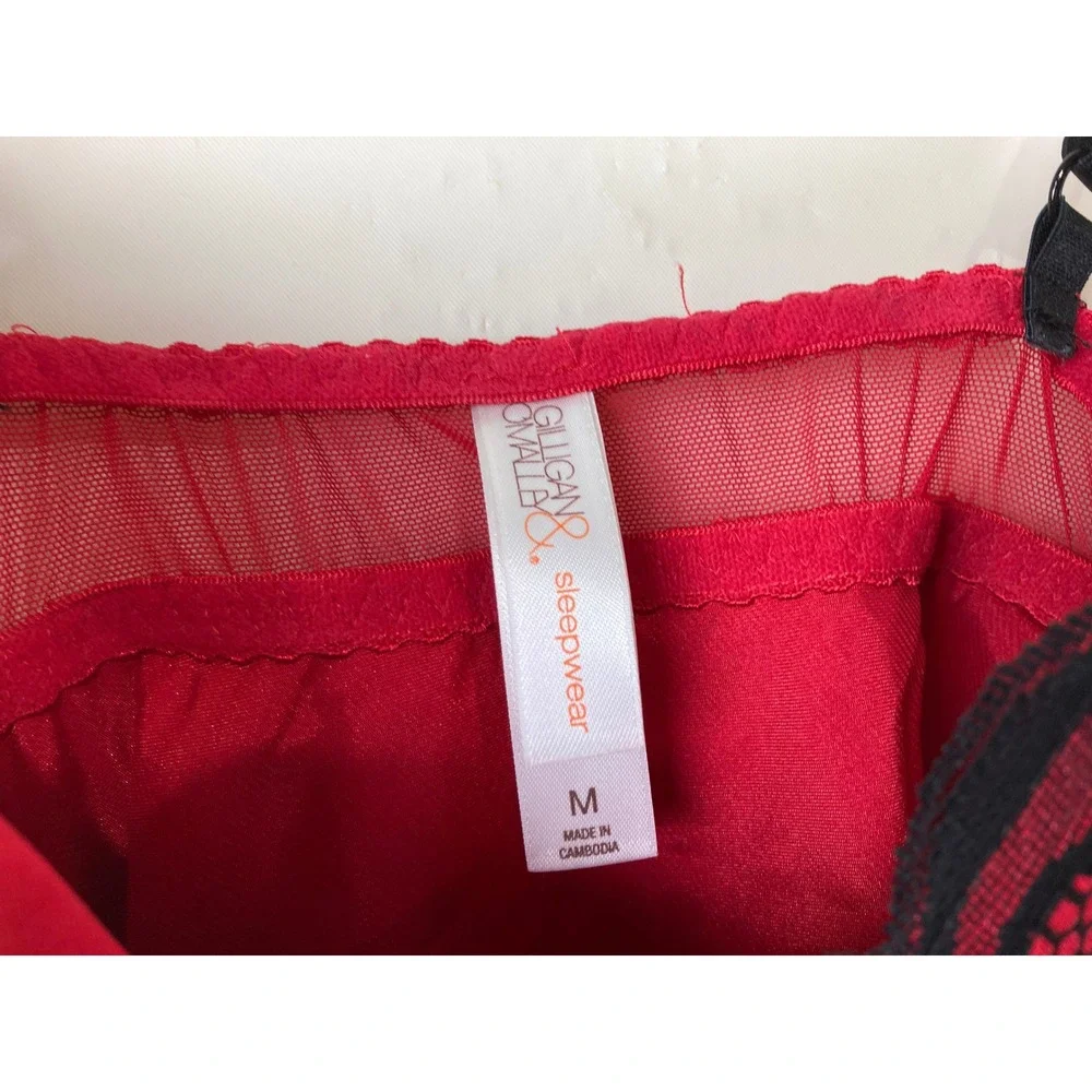 Gilligan & OMalley Red Lace Trim‎ Satin Cami Top Size M Y2K coquette Romantic
